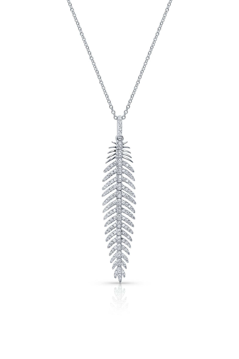 18kt White Gold Feather Pendant