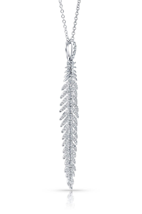 18kt White Gold Feather Pendant
