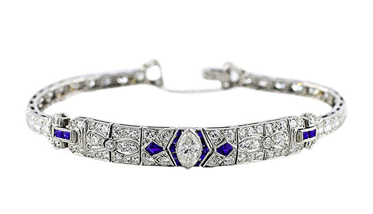 Estate 1920's Diamond Sapphire Bracelet