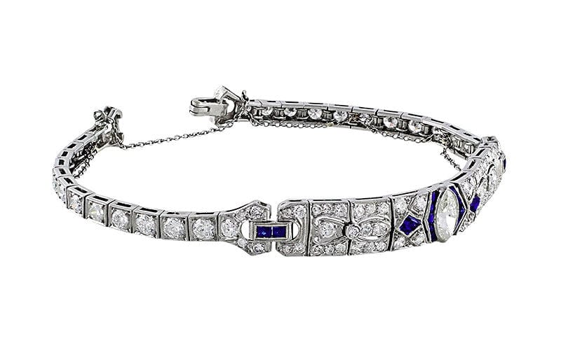 Estate 1920's Diamond Sapphire Bracelet