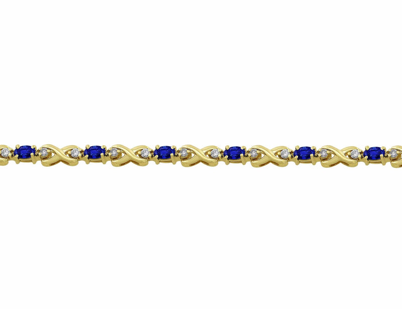 Estate Sapphire & Diamond 14kt Yellow Gold Bracelet