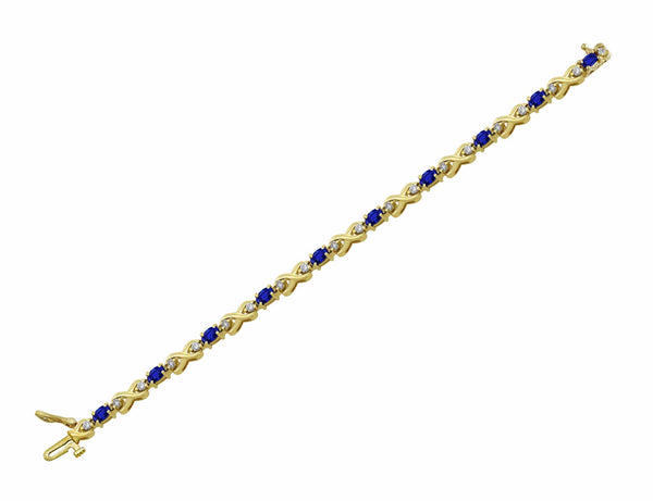 Estate Sapphire & Diamond 14kt Yellow Gold Bracelet