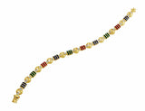 14kt Yellow Gold Diamond, Sapphire, Emerald & Ruby Bracelet