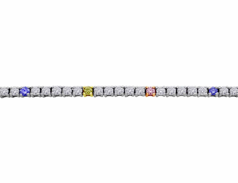 18kt White Gold Diamond Multi-Color Bracelet