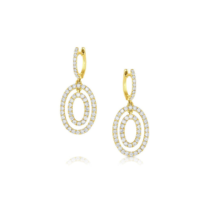 ODELIA 18KT YELLOW GOLD DIAMOND DOUBLE OVAL EARRINGS