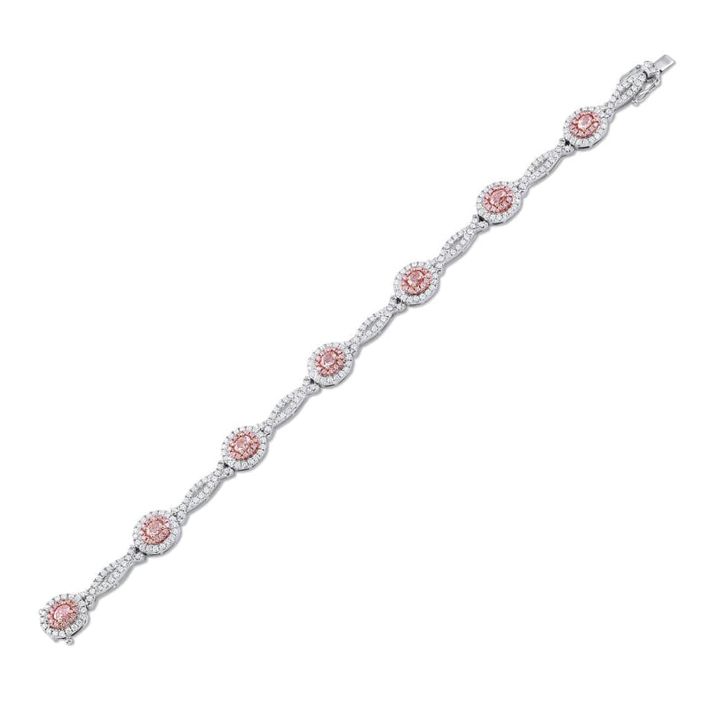 18k White Gold 3.46ctw Pink and White Diamond Bracelet