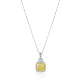 18K Gold Yellow and White Diamond Square Necklace