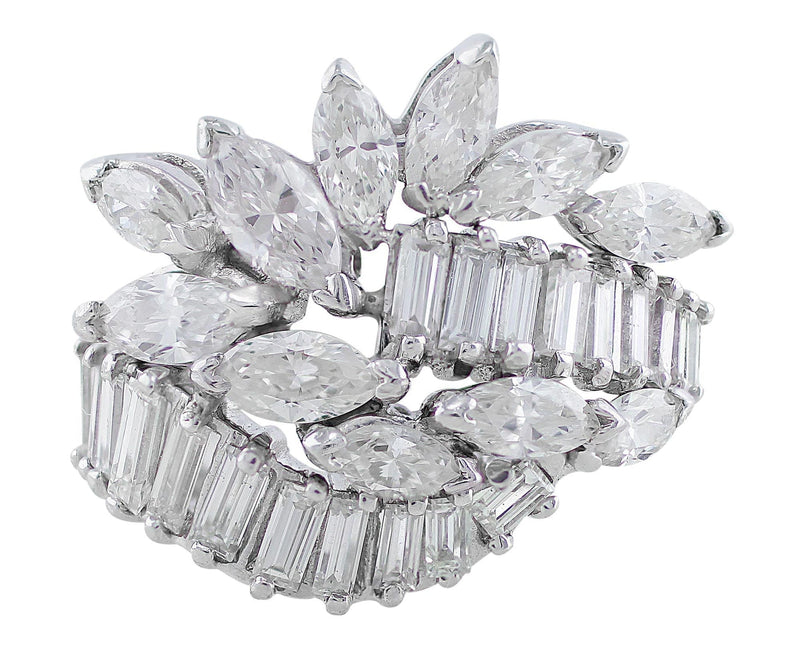 Estate Baguette and Marquise Diamond Platinum Ring