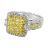 Square Yellow White-Accent Diamond Ring