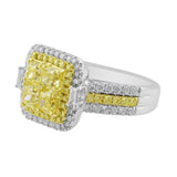 Square Yellow White-Accent Diamond Ring