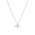 18K White Gold Diamond Scrolled Evil Eye Pendant Necklace