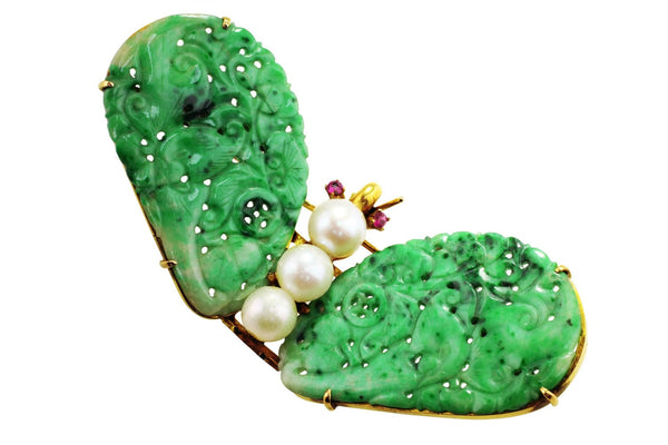 Jade Butterfly Pin