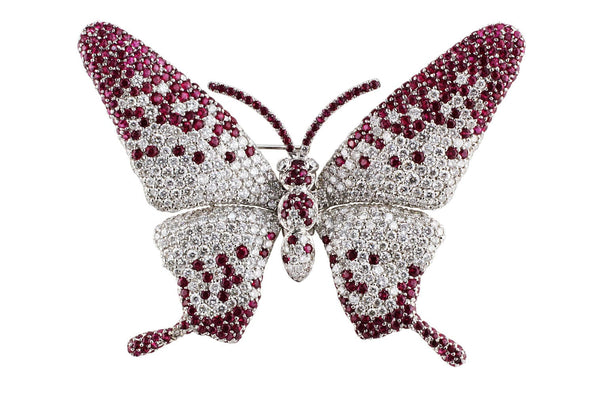 Diamond Ruby Butterfly Pin
