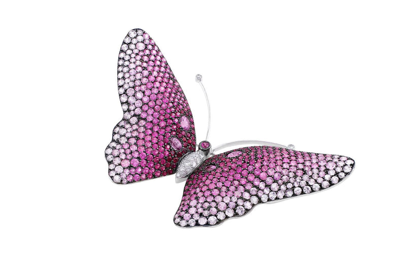 Pink Sapphire Butterfly Pin