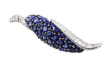 Estate Oscar Heyman Sapphire Diamond Scroll Brooch
