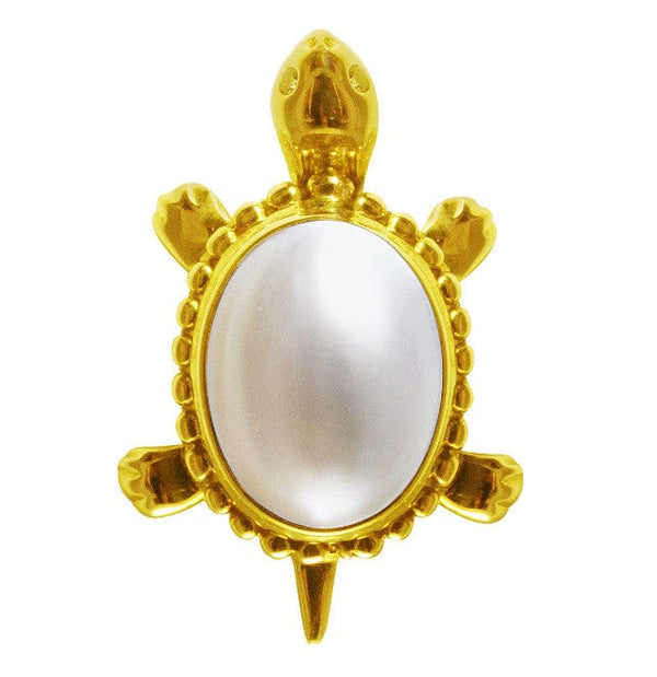 Estate 14k Yellow Gold and Pearl Turtle Pin