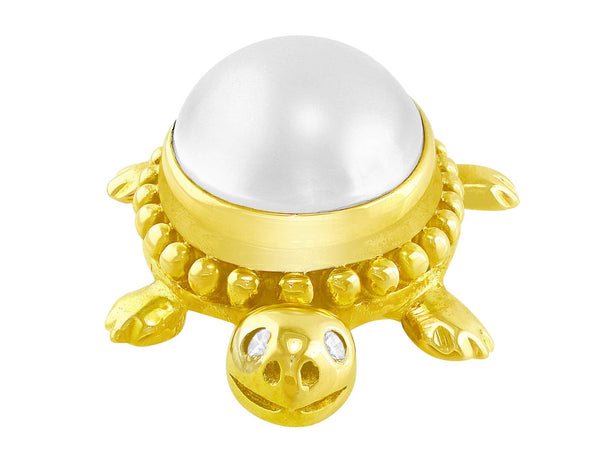 Estate 14k Yellow Gold and Pearl Turtle Pin