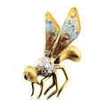 Estate Enamel Diamond Wasp Brooch