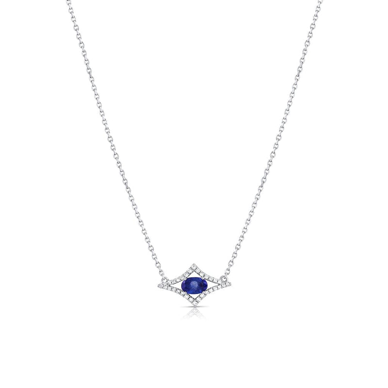 18K White Gold 0.34ct Sapphire Diamond Star Necklace