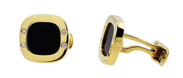 Onyx Diamond Yellow Gold Cufflinks