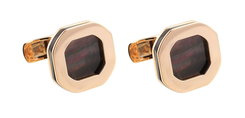 Rose Gold Black Agate Cufflinks