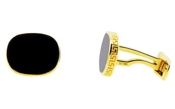 Onyx Greek Key Border Cufflinks