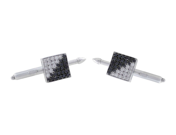 18kt White Gold Diamond & Mother of Pearl Cuff Links
