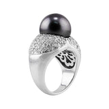 Estate Pearl and Pavé Diamond Ring