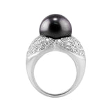 Estate Pearl and Pavé Diamond Ring