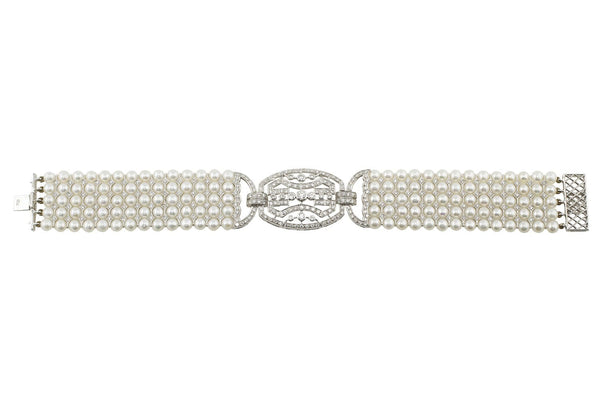 Pearl and Diamond Art Deco Bracelet