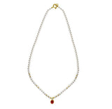 Estate Pearl and Ruby Cabochon Necklace