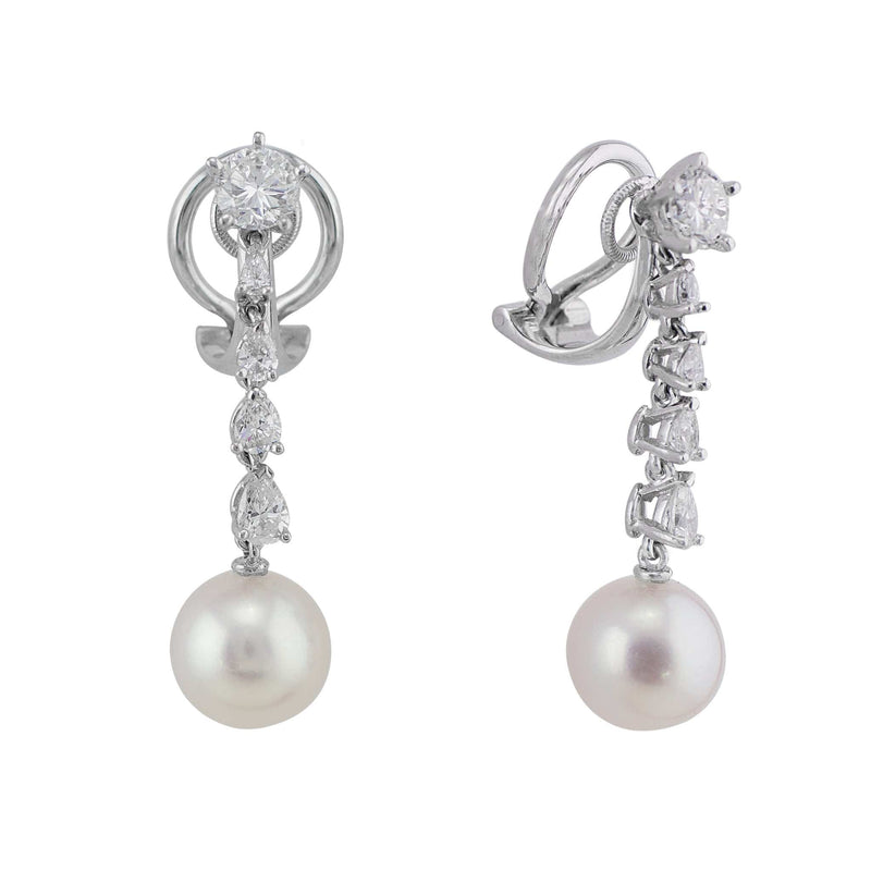 Diamond and Australian South Sea Pearl Earrings in 18ct White Gold – Hardy  Brothers Jewellers