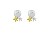 Pearl and Yellow Diamond Earrings