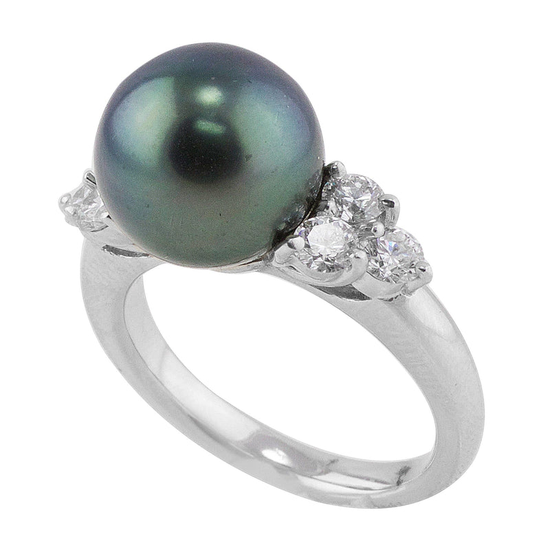 Tahitian Peacock Pearl Platinum Diamond Ring