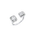 18K White Gold Diamond Double Rectangular Open Ring