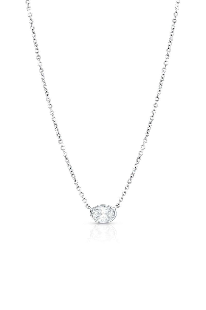 Rivière PLATINUM DIAMOND SOLITAIRE OVAL NECKLACE