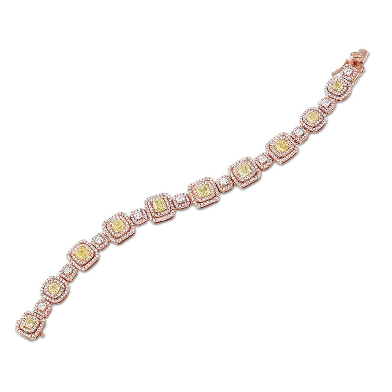 18kt Rose Gold Fancy Yellow Diamond Bracelet, GIA Certified