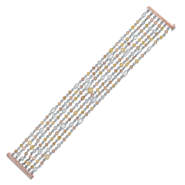 Rivière 14 ctw Multicolor Diamond Bracelet