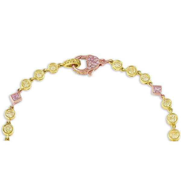 Rivière 18k Yellow Rose Gold 3.55ctw Rainbow Diamond Bracelet