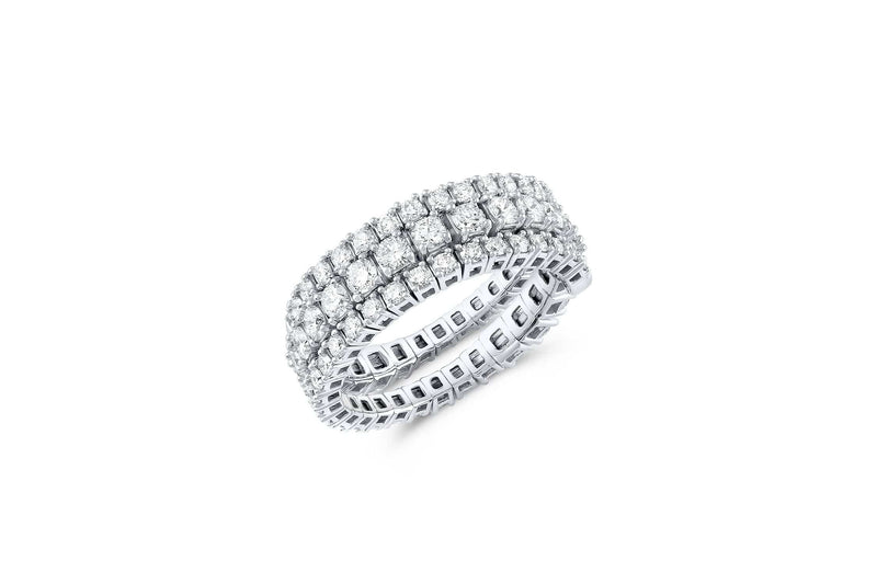 18kt White Gold Diamond 1.70ctw Flexible Spiral Ring 3 Row