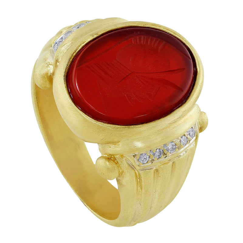 Oval Cut Coral Ring 14K Yellow Gold