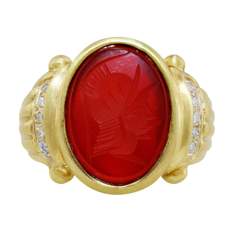 Corletto 18K Yellow Gold Coral Cocktail Ring For Sale at 1stDibs