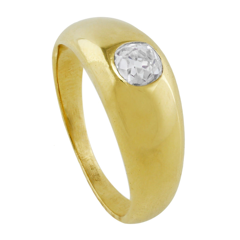 Estate Yellow Gold European Cut Diamond Ring