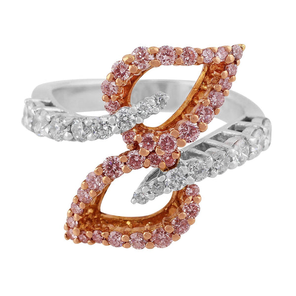 Interwoven Pink and White Diamond Ring