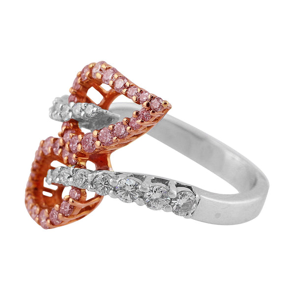 Interwoven Pink and White Diamond Ring