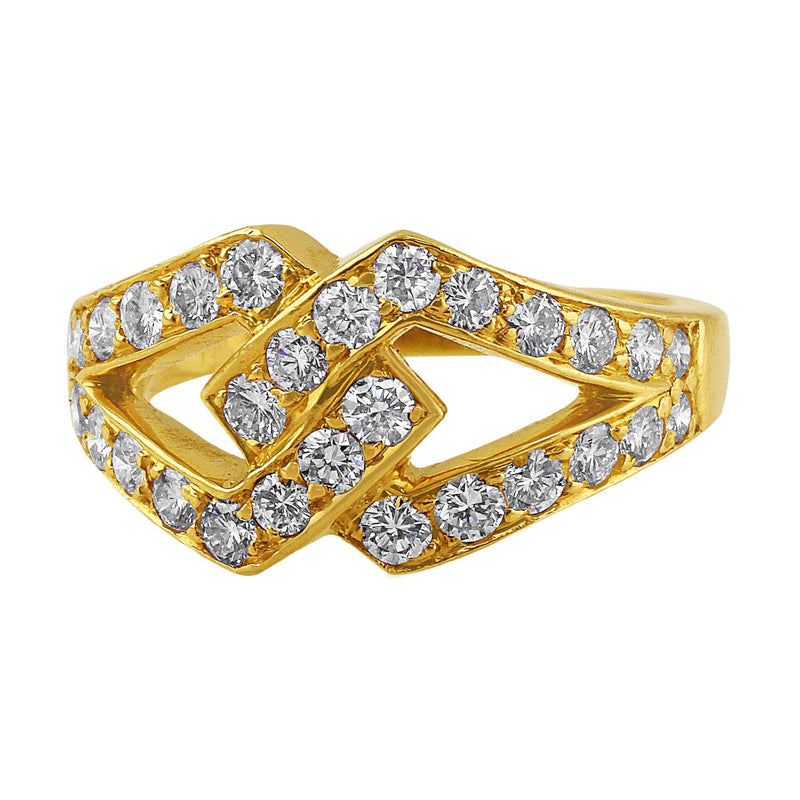 Estate Oscar Heyman Interlocked Diamond Yellow Gold Ring