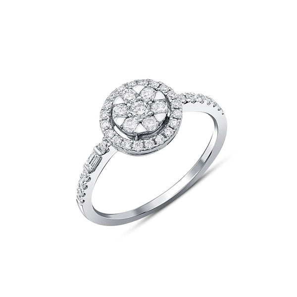 18kt White Gold Round Diamond Halo Ring