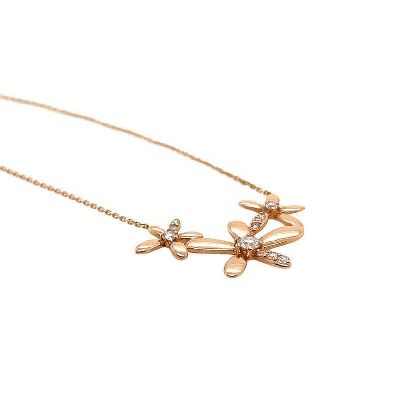 18kt Gold Diamond Flower Motif Necklace