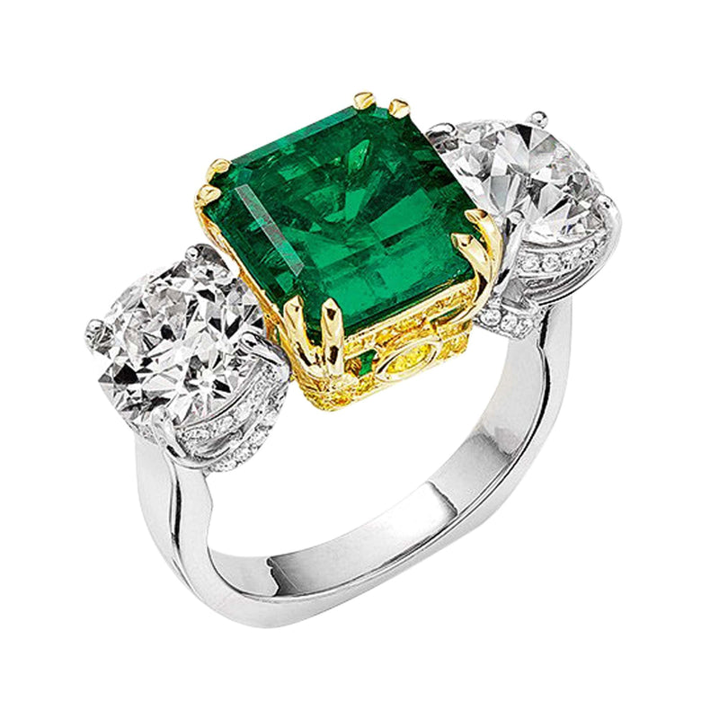 4ct Colombian Emerald Diamond Ring, AGL-certified