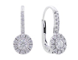 18kt White Gold Diamond French Wire Huggy Earrings